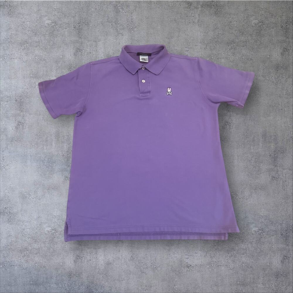 Psycho Bunny Men's Polo Shirt Size 6 Large Purple 100% Pima Cotton Made in Peru